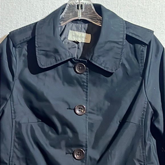 Short Trench Women’s Small Black Pea Coat Waist Length Trench Coat Jacket - Picture 2 of 13